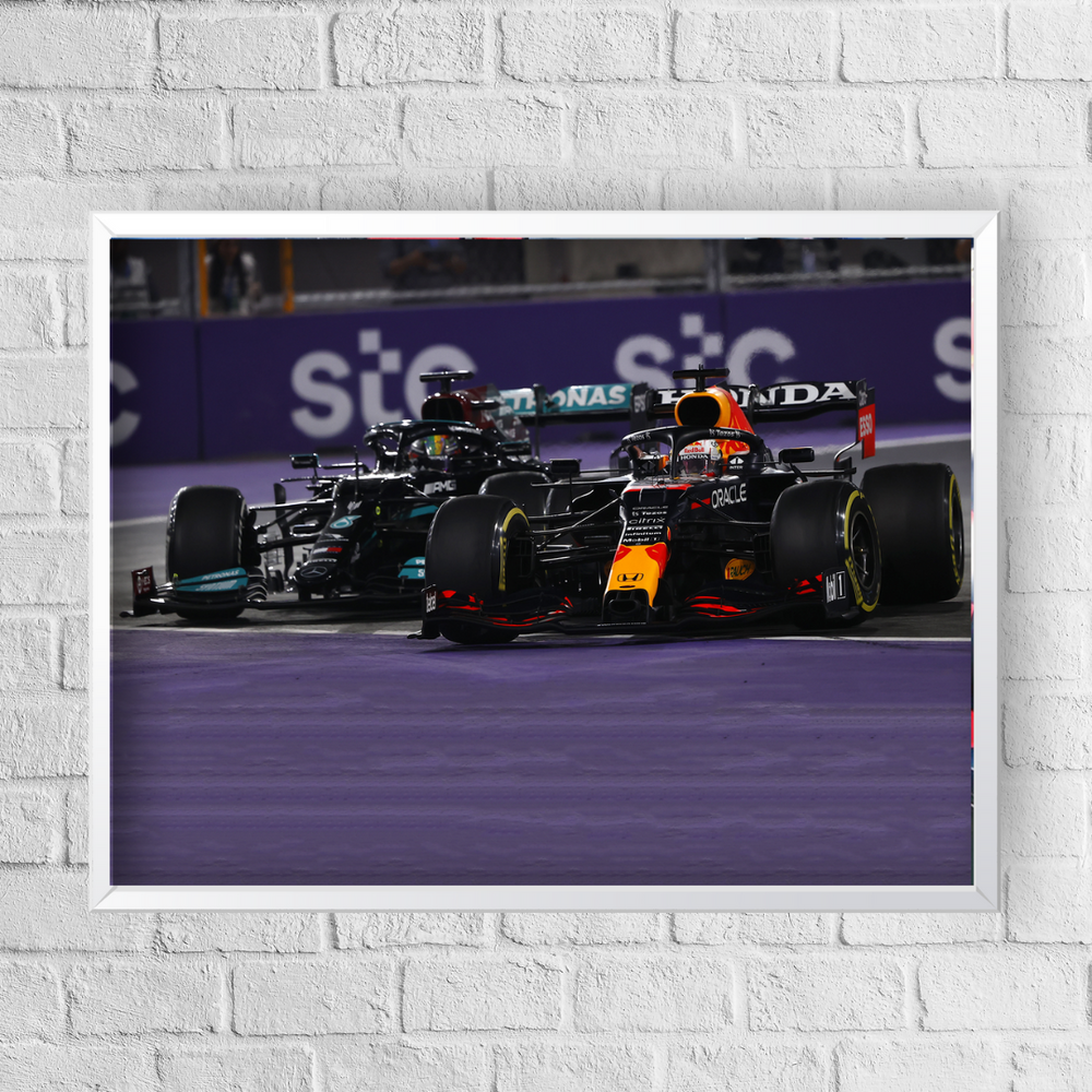 Quadro Decorativo Max Verstappen e Lewis Hamilton Abu Dhabi GP 2021