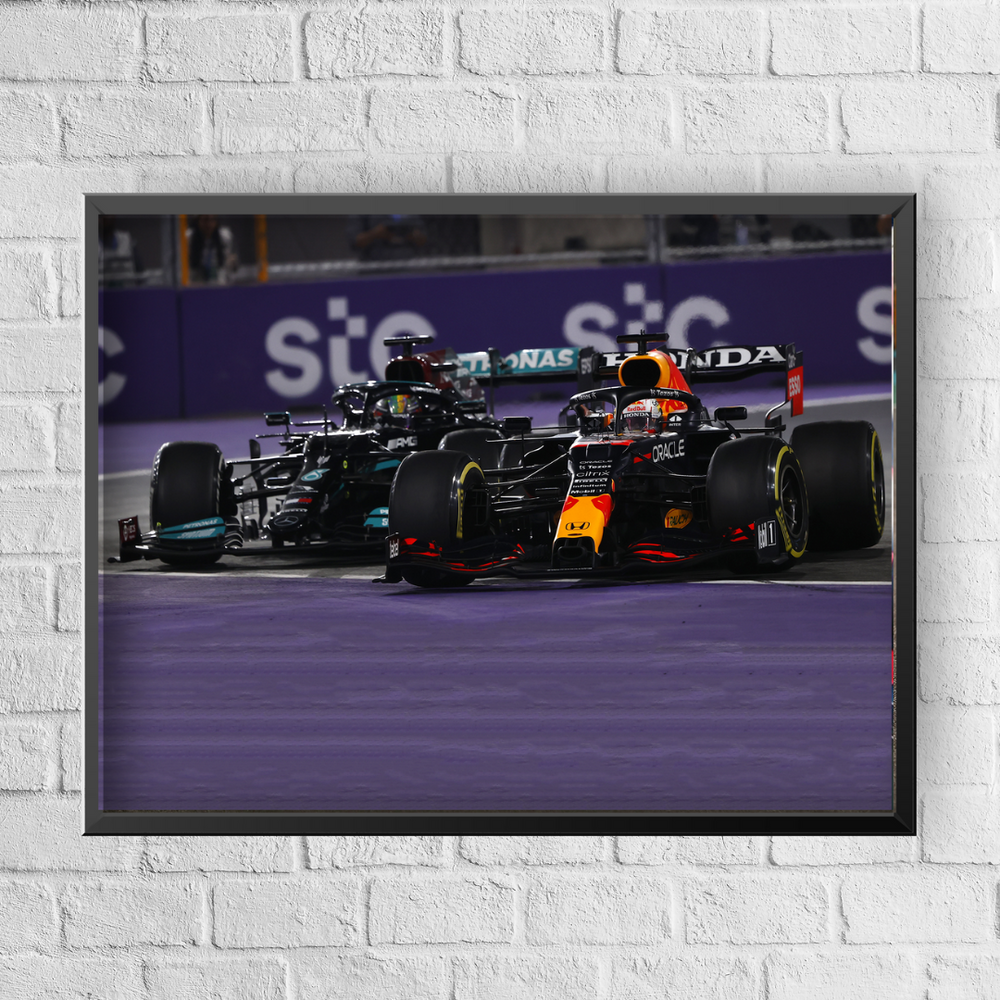 Quadro Decorativo Max Verstappen e Lewis Hamilton Abu Dhabi GP 2021