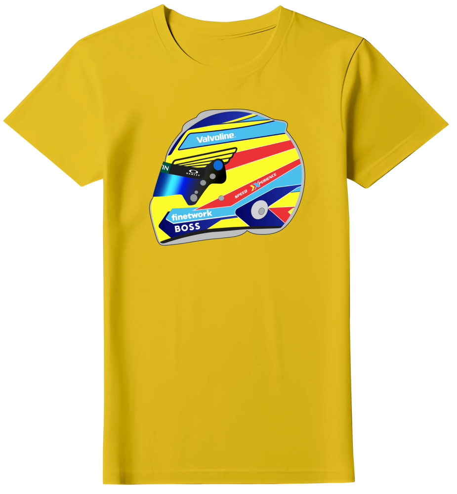 Camiseta Ilustração Capacete Fernando Alonso Feminina