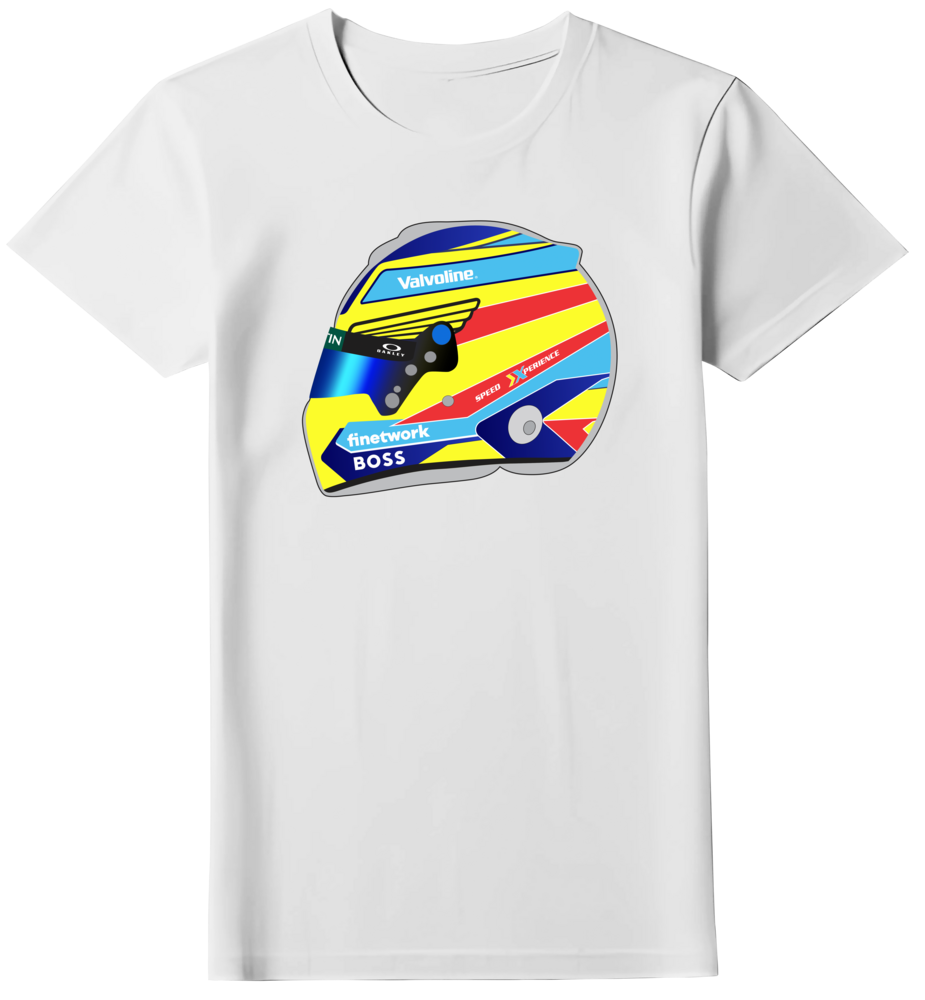 Camiseta Ilustração Capacete Fernando Alonso Feminina
