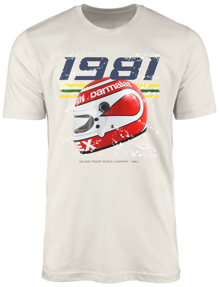 Camiseta Nelson Piquet Campeão Mundial 1981 Brabham Ford Parmalat
