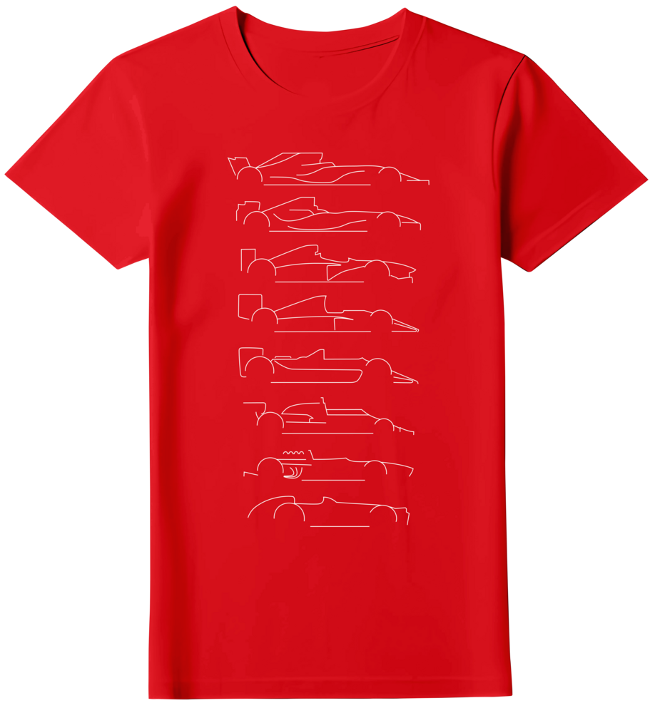 Camiseta Evolução dos Carros Fórmula 1 Feminina