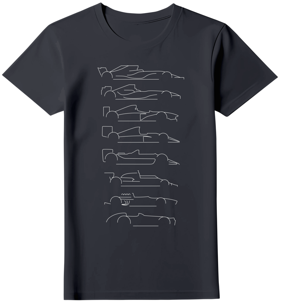 Camiseta Evolução dos Carros Fórmula 1 Feminina