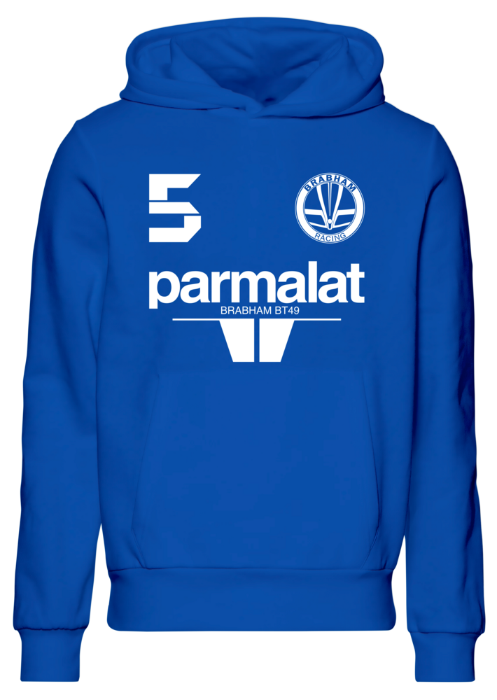 Moletom com capuz Nelson Piquet 5 Bicampeão mundial 1983 Brabham BMW BT49 Parmalat