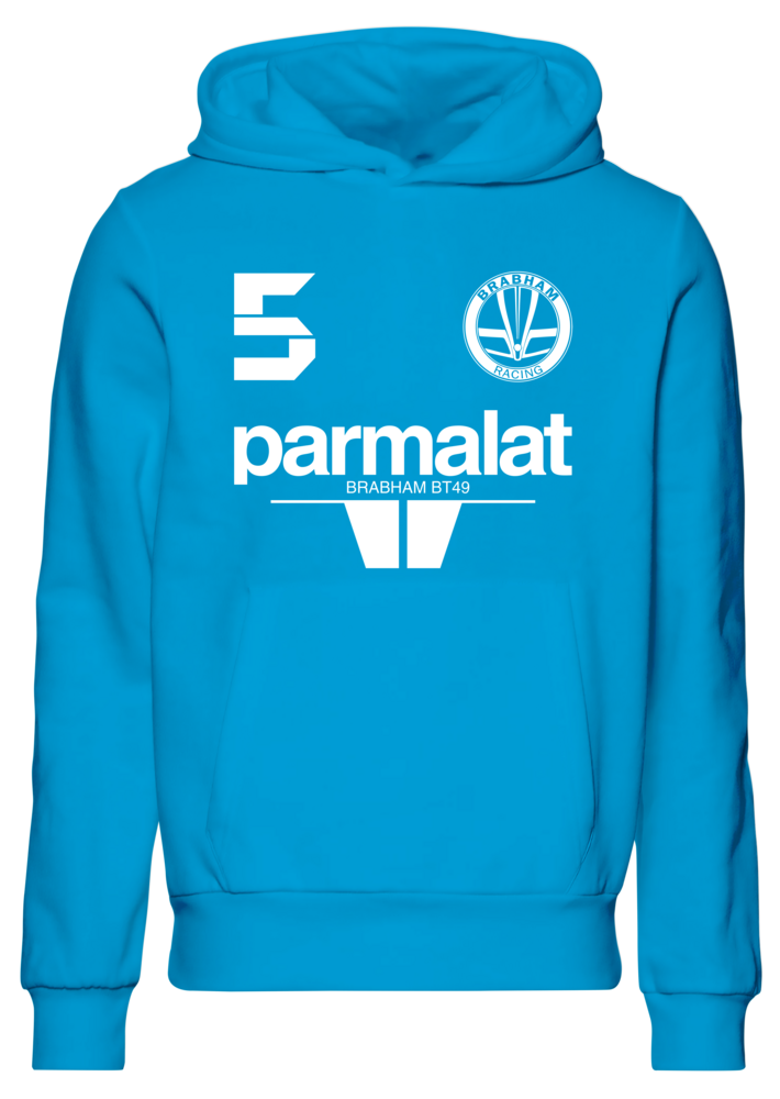 Moletom com capuz Nelson Piquet 5 Bicampeão mundial 1983 Brabham BMW BT49 Parmalat