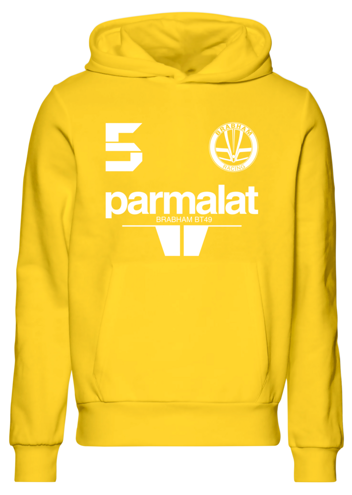 Moletom com capuz Nelson Piquet 5 Bicampeão mundial 1983 Brabham BMW BT49 Parmalat