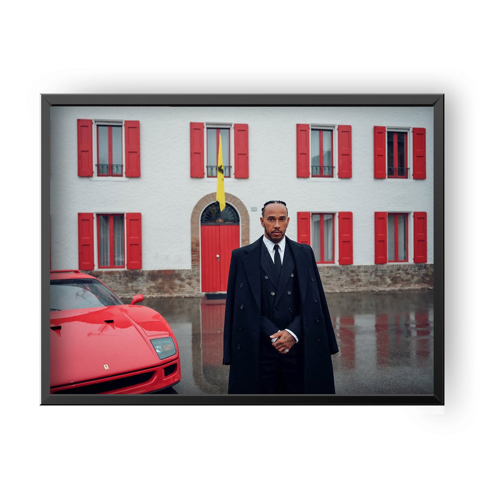 Quadro Decorativo Lewis Hamilton Enzo Ferrari's House