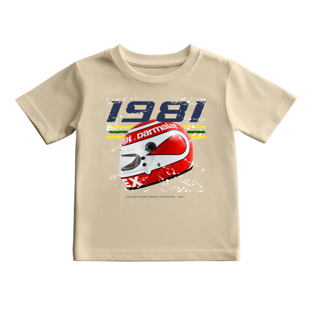 Camiseta Nelson Piquet Campeão Mundial 1981 Brabham Ford Parmalat KIDS