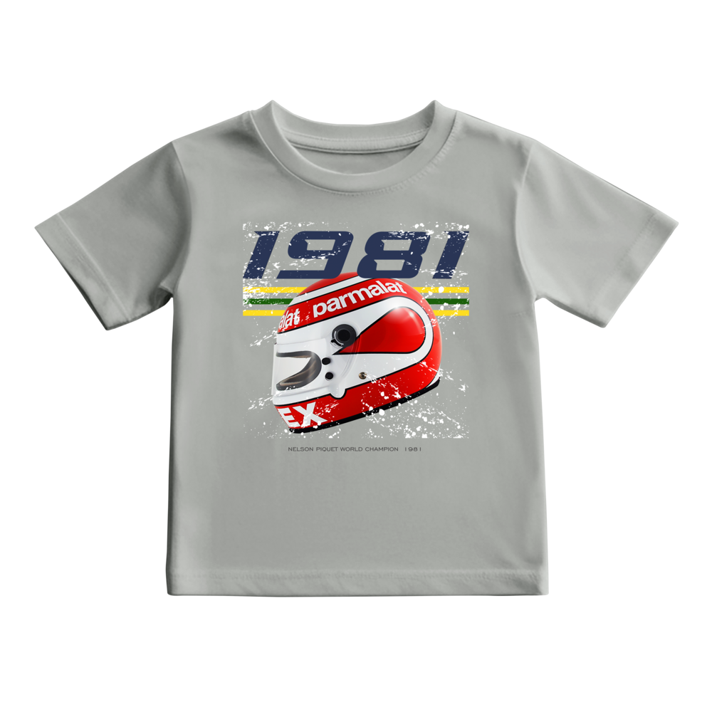 Camiseta Nelson Piquet Campeão Mundial 1981 Brabham Ford Parmalat KIDS