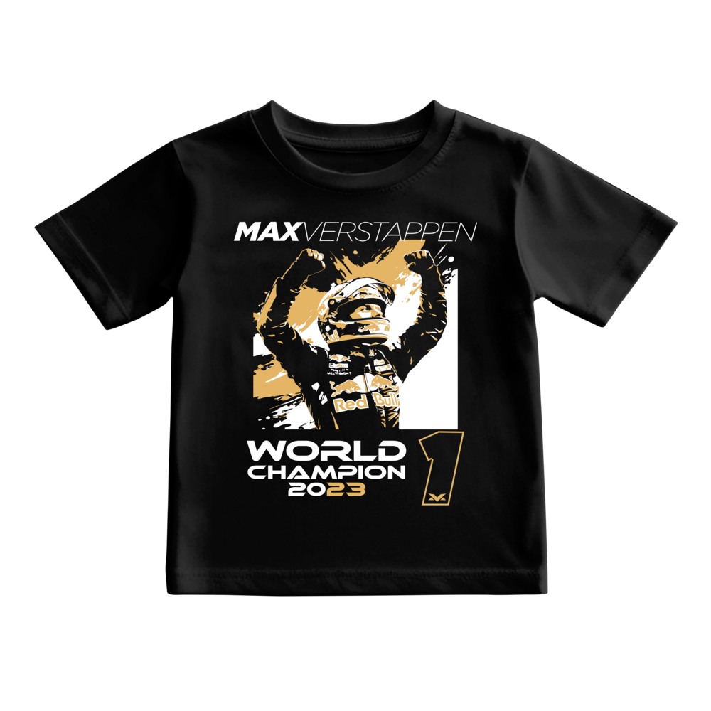 Camiseta Max Verstappen World Champion 2023 Oracle RedBull Racing F1 Team KIDS