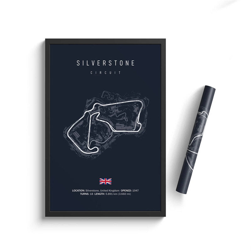 Quadro Decorativo de Parede de Circuitos Formula 1 Temporada 2023 - Silverstone