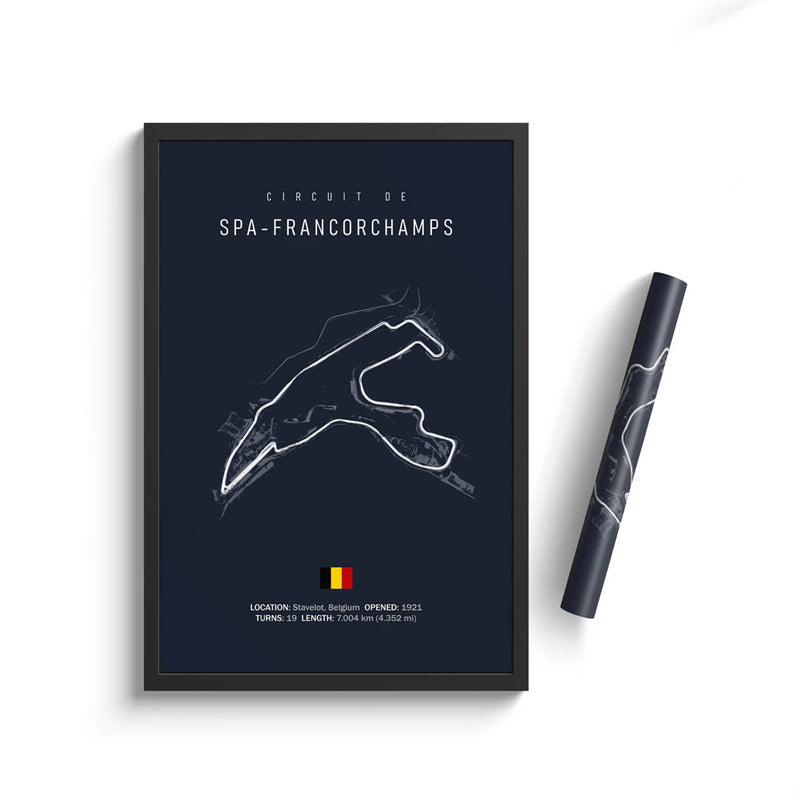 Quadro Decorativo de Parede de Circuitos Formula 1 Temporada 2023 - Spa-Francorchamps