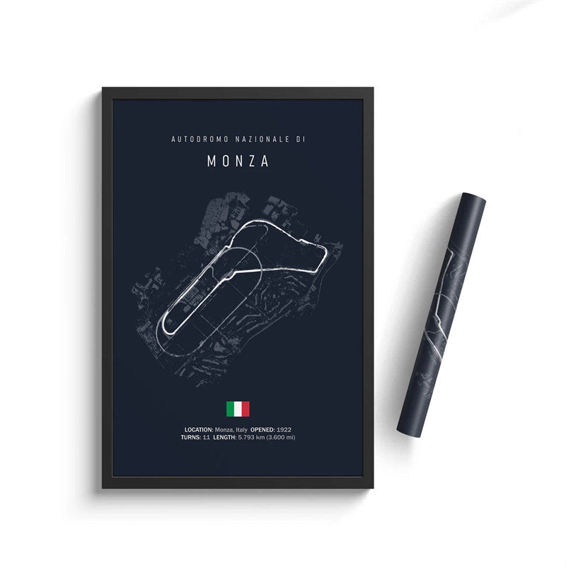 Quadro Decorativo de Parede de Circuitos Formula 1 Temporada 2023 - Monza