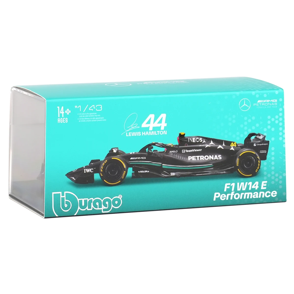 Miniatura W14 Mercedes AMG Petronas F1 Team 2023 1:43 c/ Caixa de Acrílico - Lewis Hamilton 44