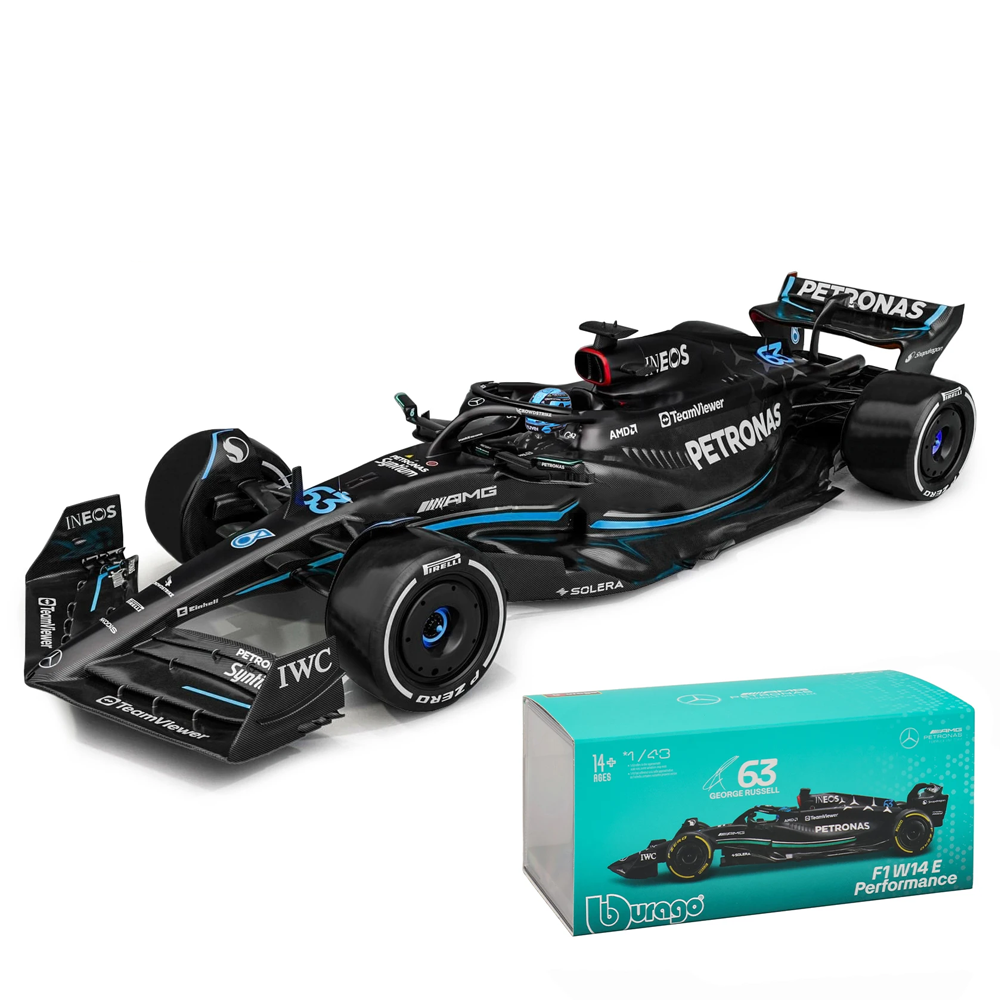 Miniatura W14 Mercedes AMG Petronas F1 Team 2023 1:43 c/ Caixa de Acrílico - George Russel 63