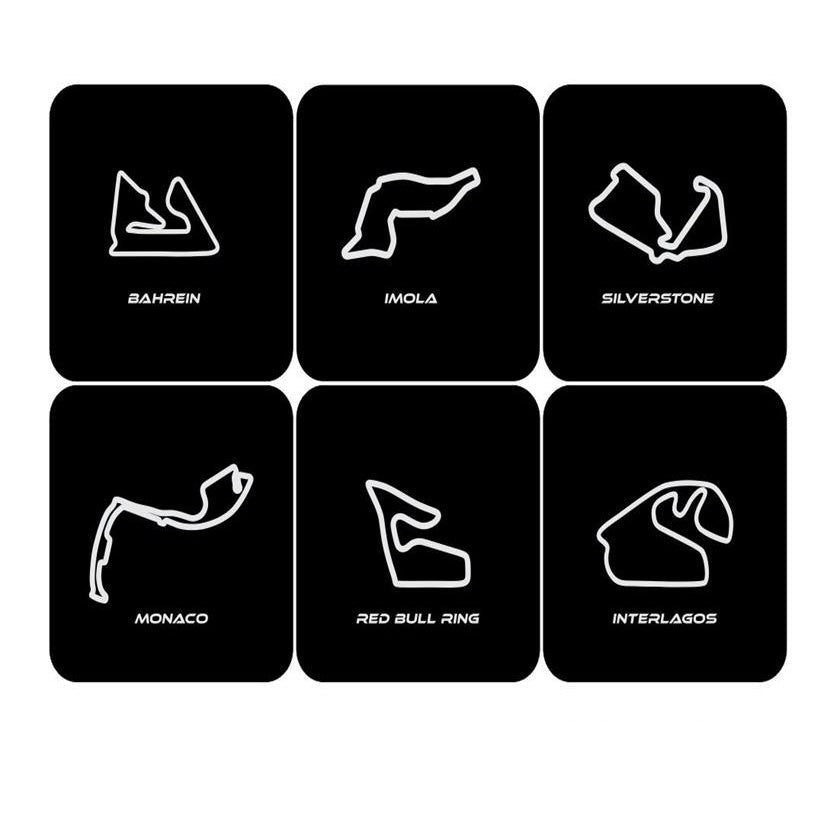 Kit 6 Porta Copos Circuitos Formula 1 Temporada 2023 - Preto