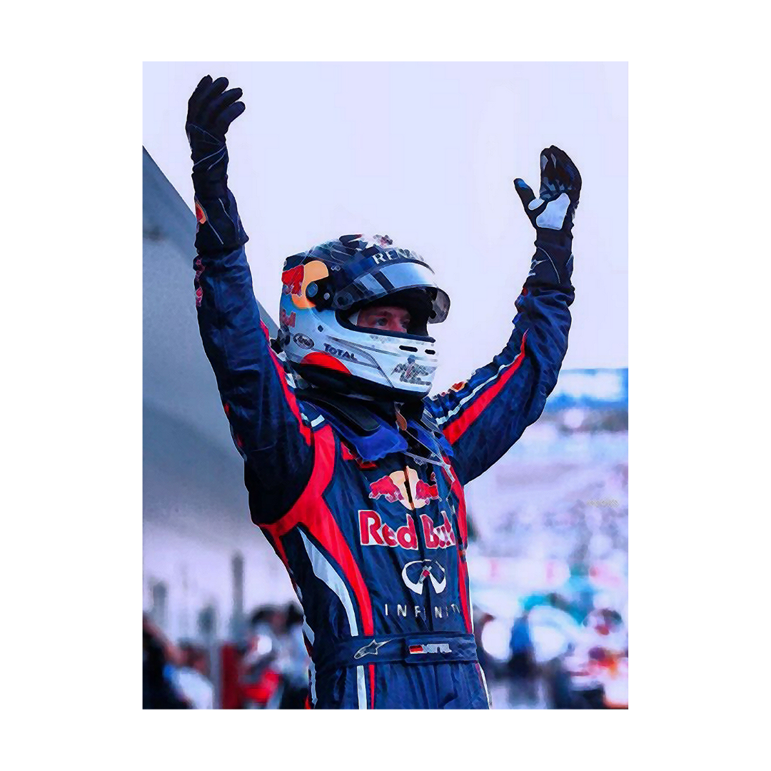 Quadro Decorativo Sebastian Vettel F1 World Champion 2011 RedBull Racing