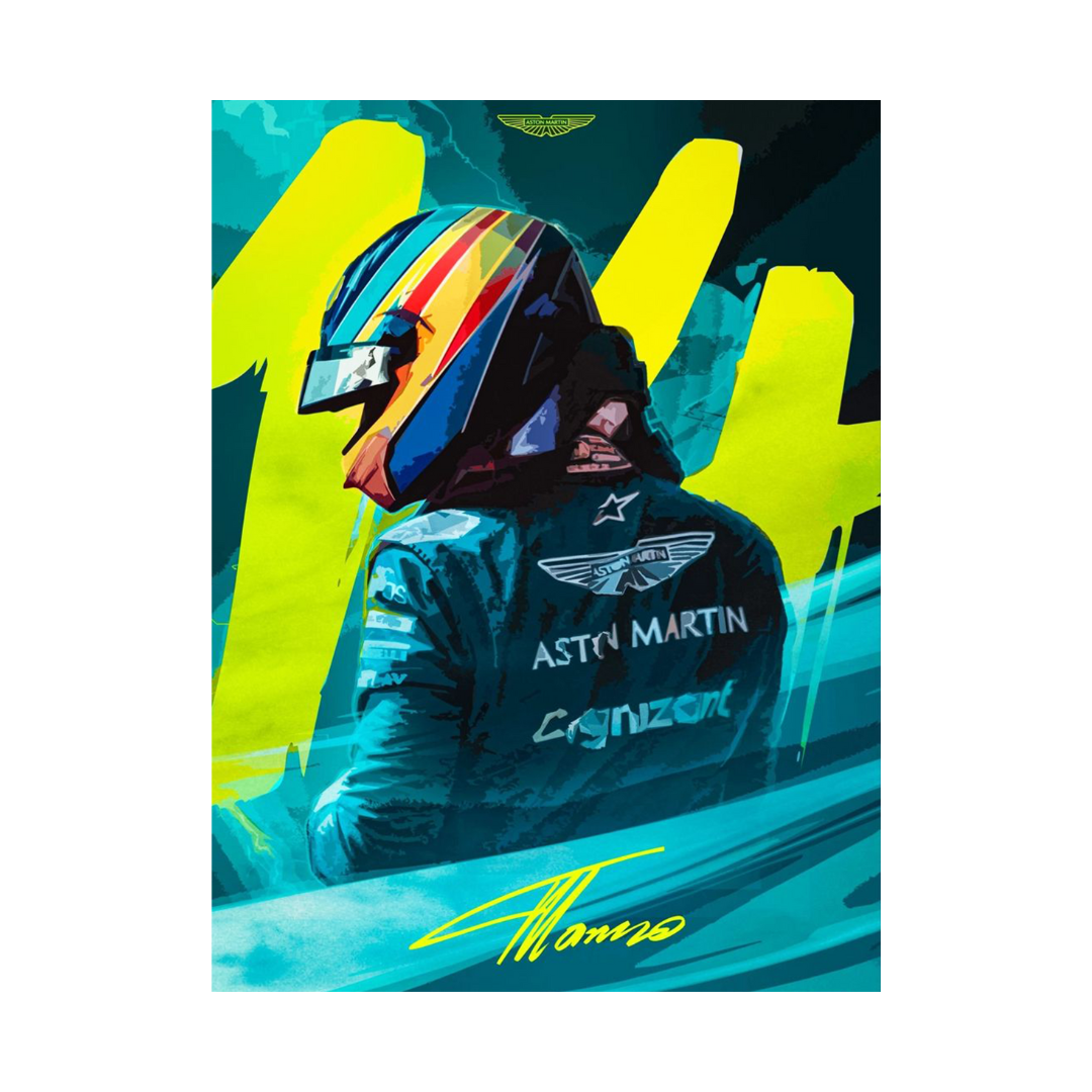 Quadro Decorativo Fernando Alonso 14 Aston Martin F1 Team