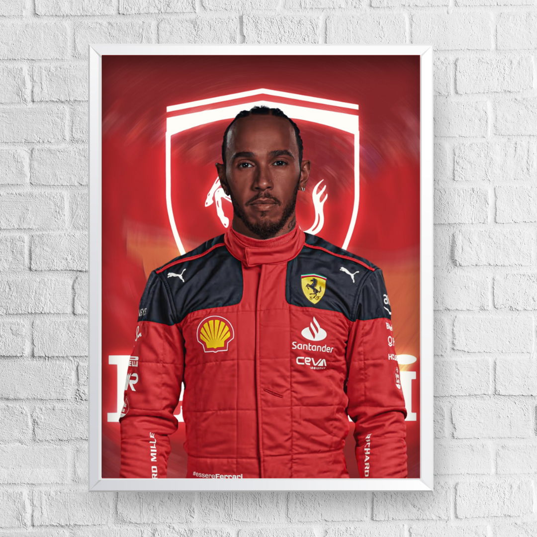 Quadro Decorativo Lewis Hamilton 44 Scuderia Ferrari F1 Team 2025