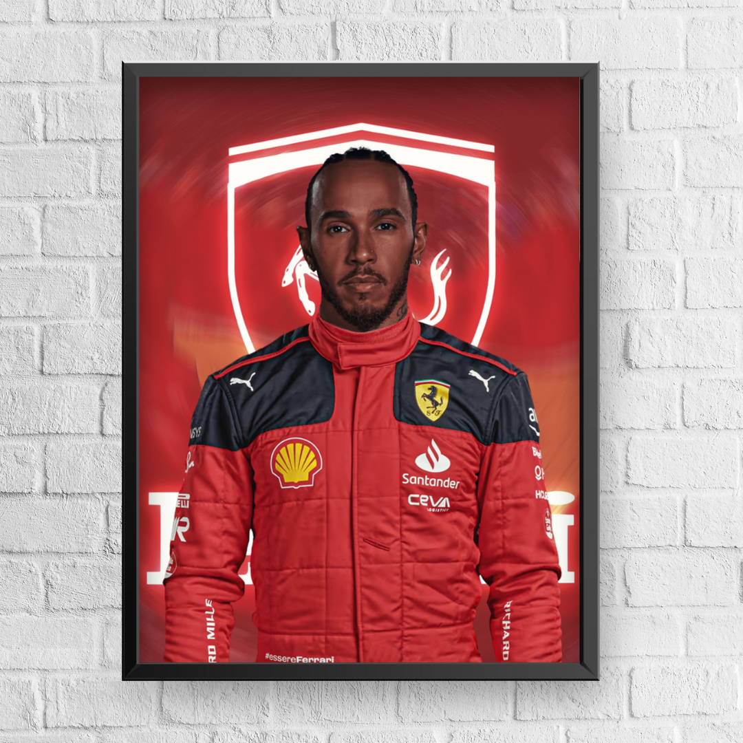Quadro Decorativo Lewis Hamilton 44 Scuderia Ferrari F1 Team 2025