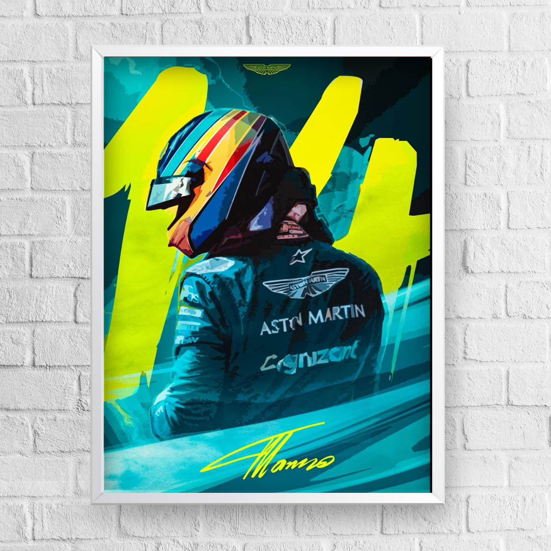 Quadro Decorativo Fernando Alonso 14 Aston Martin F1 Team