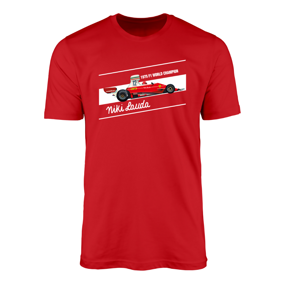 Camiseta Niki Lauda 12 Ferrari F1 Team 312T Vermelha