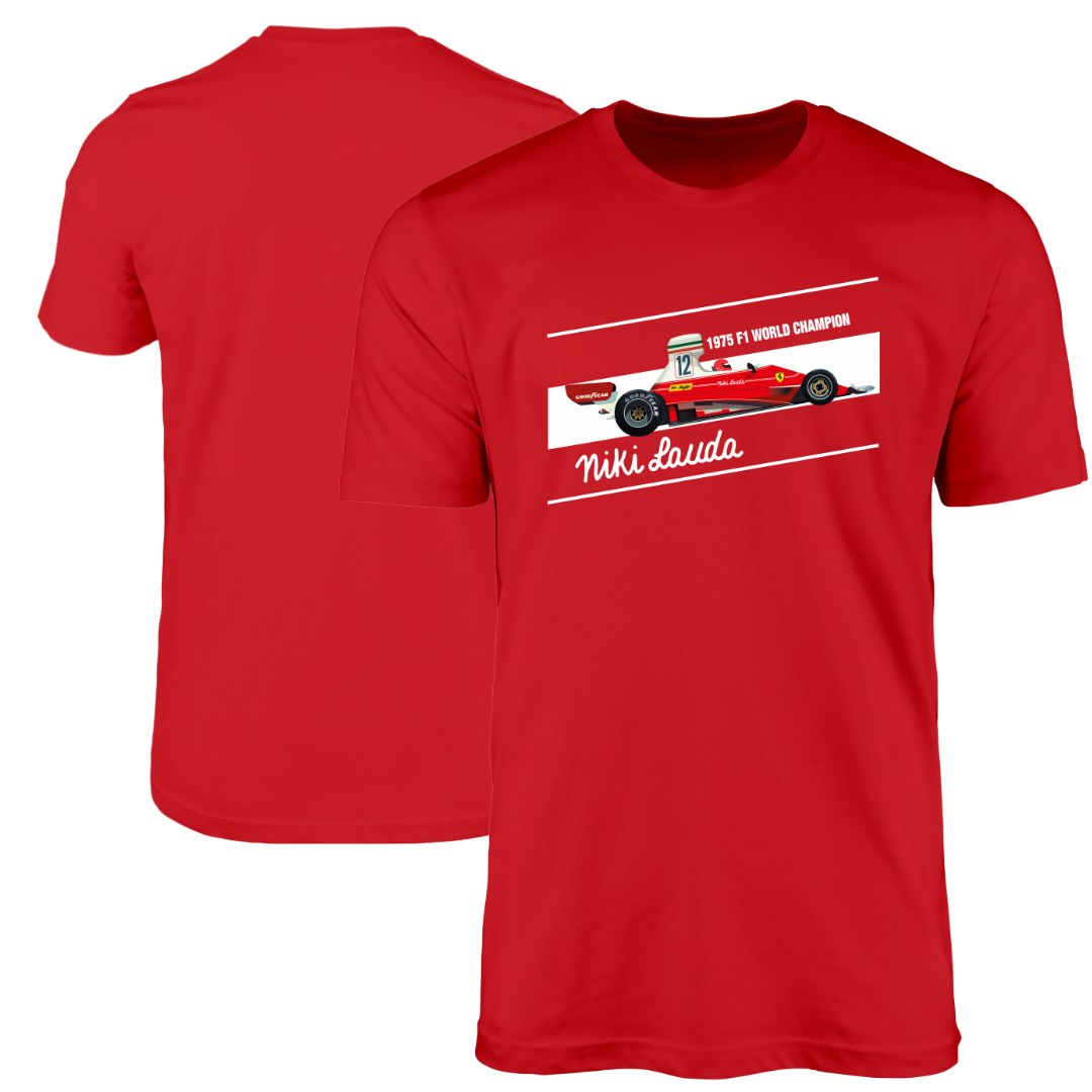 Camiseta Niki Lauda 12 Ferrari F1 Team 312T Vermelha