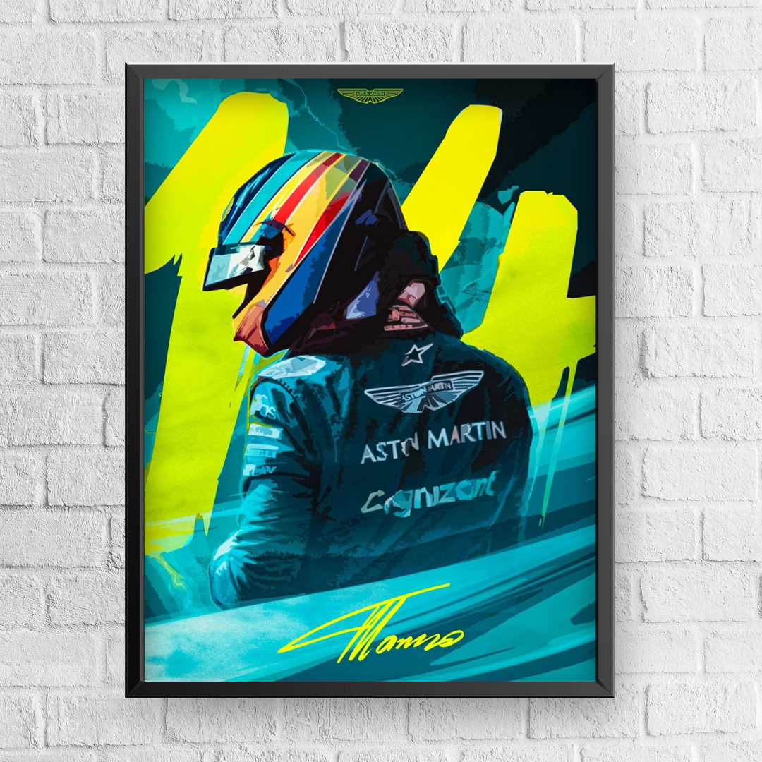 Quadro Decorativo Fernando Alonso 14 Aston Martin F1 Team