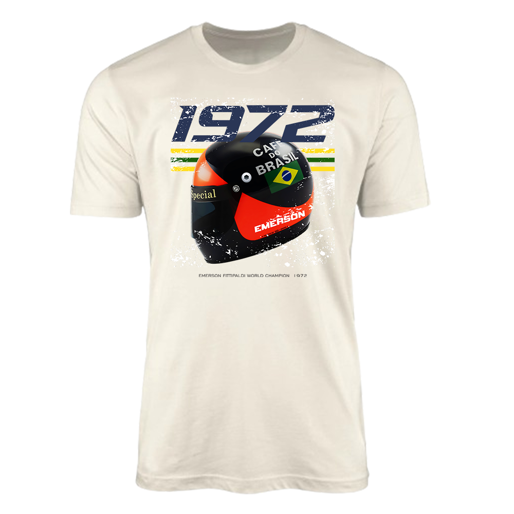 Camiseta Emerson Fittipaldi Campeão Mundial 1972 Lotus John Player Special F1 Team