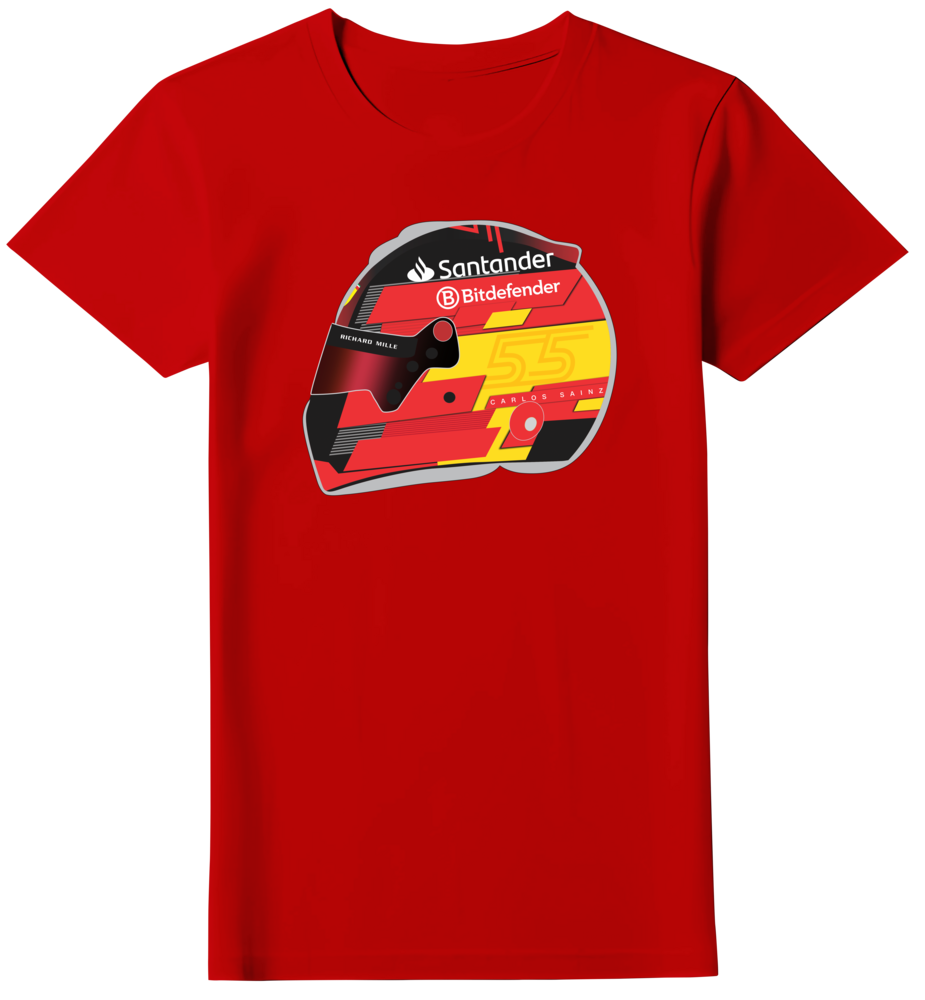 Camiseta Ilustração Capacete Carlos Sainz Feminina