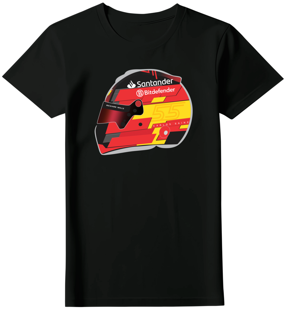 Camiseta Ilustração Capacete Carlos Sainz Feminina