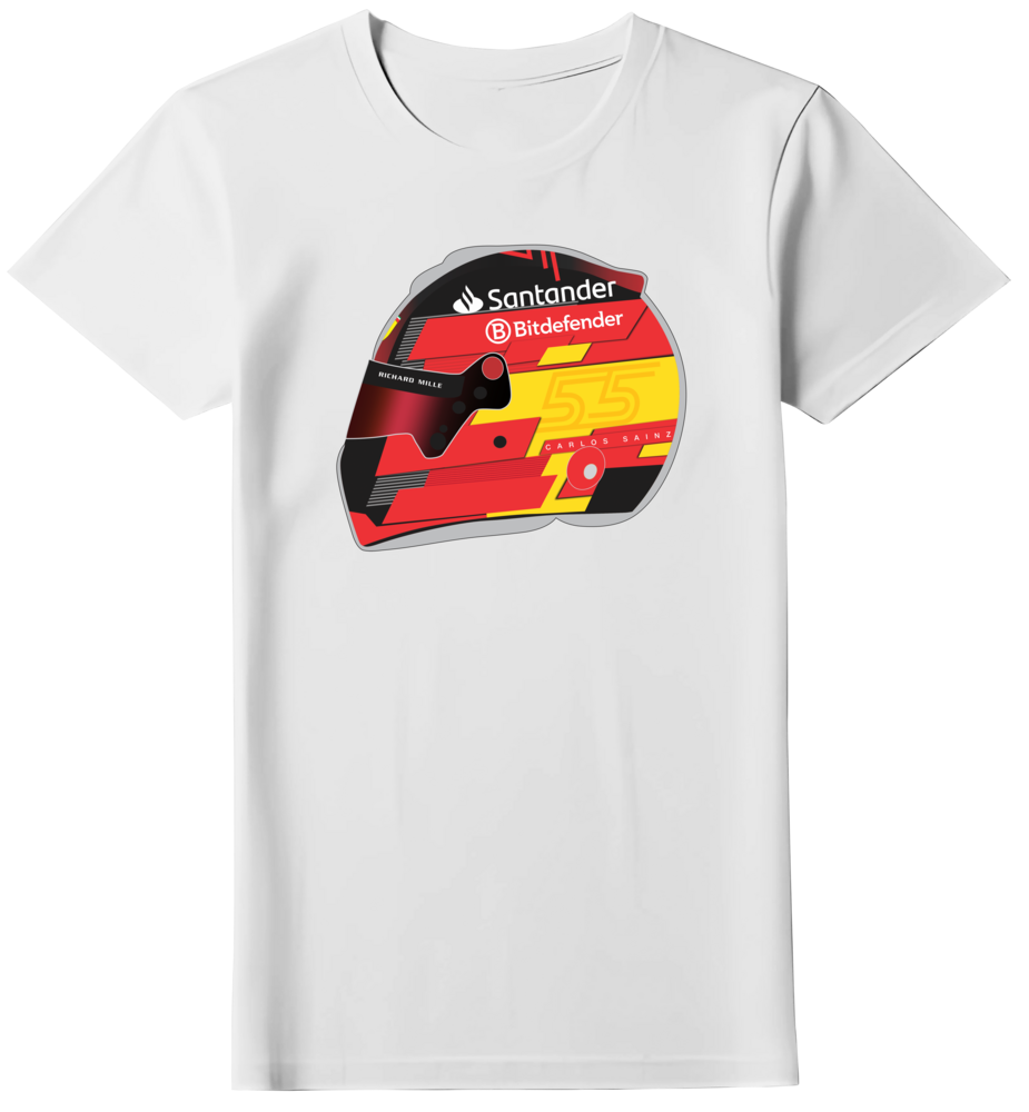 Camiseta Ilustração Capacete Carlos Sainz Feminina