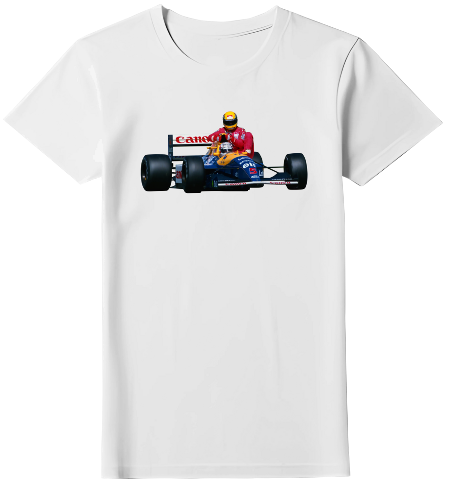 Camiseta Nigel Mansell F1 GP GRÂ-BRETANHA Temporada de 91 Feminina