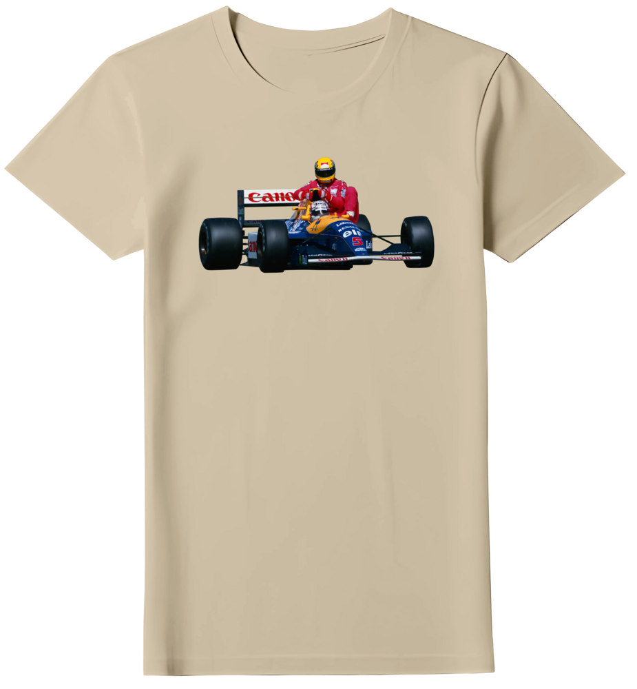 Camiseta Nigel Mansell F1 GP GRÂ-BRETANHA Temporada de 91 Feminina