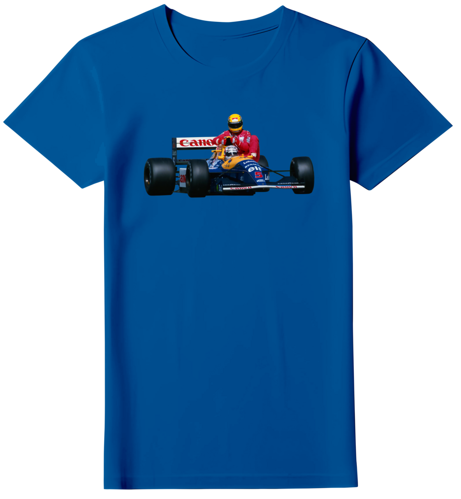 Camiseta Nigel Mansell F1 GP GRÂ-BRETANHA Temporada de 91 Feminina