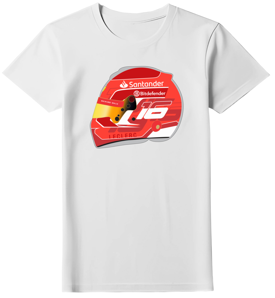 Camiseta Ilustração Capacete Charles Leclerc Feminina