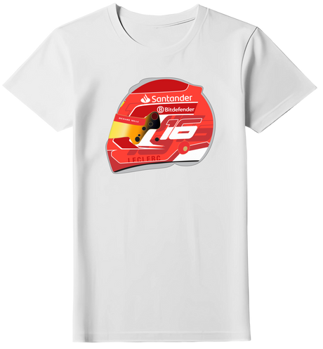 Camiseta Ilustração Capacete Charles Leclerc Feminina