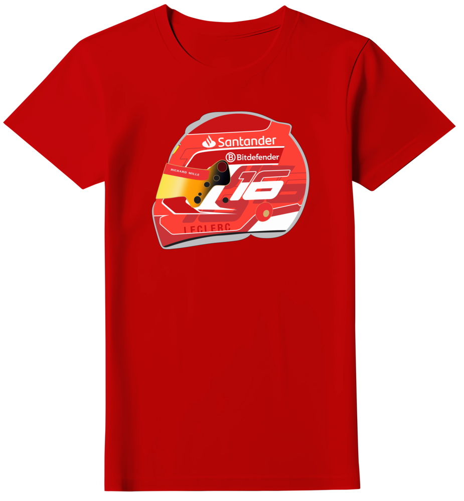 Camiseta Ilustração Capacete Charles Leclerc Feminina