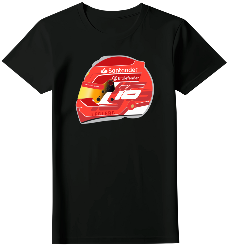 Camiseta Ilustração Capacete Charles Leclerc Feminina