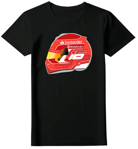 Camiseta Ilustração Capacete Charles Leclerc Feminina