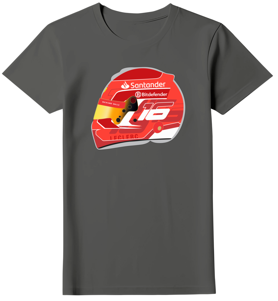 Camiseta Ilustração Capacete Charles Leclerc Feminina