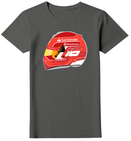 Camiseta Ilustração Capacete Charles Leclerc Feminina