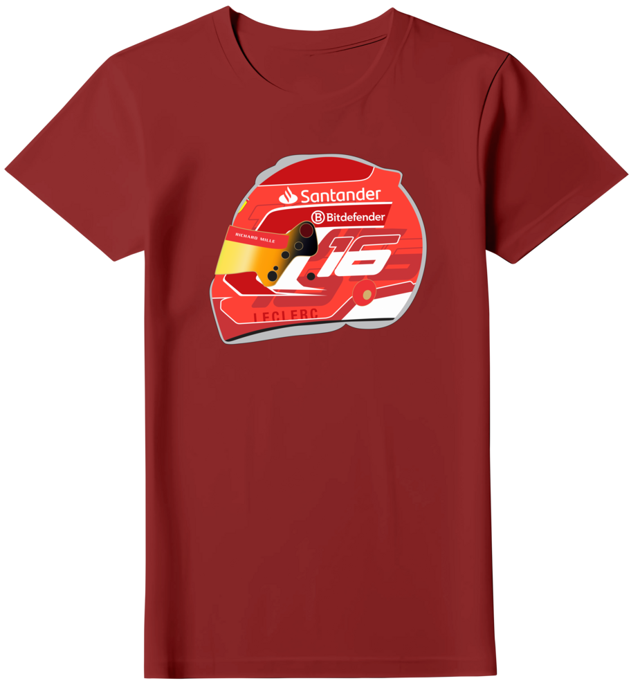 Camiseta Ilustração Capacete Charles Leclerc Feminina