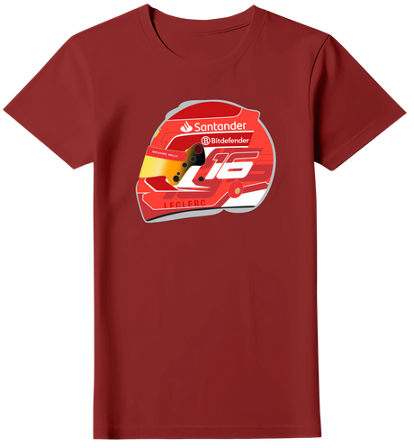 Camiseta Ilustração Capacete Charles Leclerc Feminina