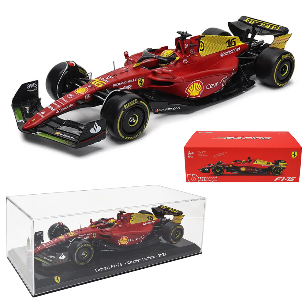 Miniatura F1-75 1:24 Scuderia Ferrari Modelo 2022 Especial 75 Anos Ferrari - Charles Leclerc 16