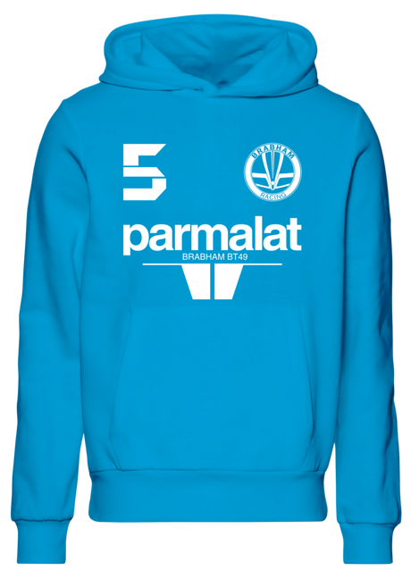 Moletom com capuz Nelson Piquet 5 Bicampeão mundial 1983 Brabham BMW BT49 Parmalat