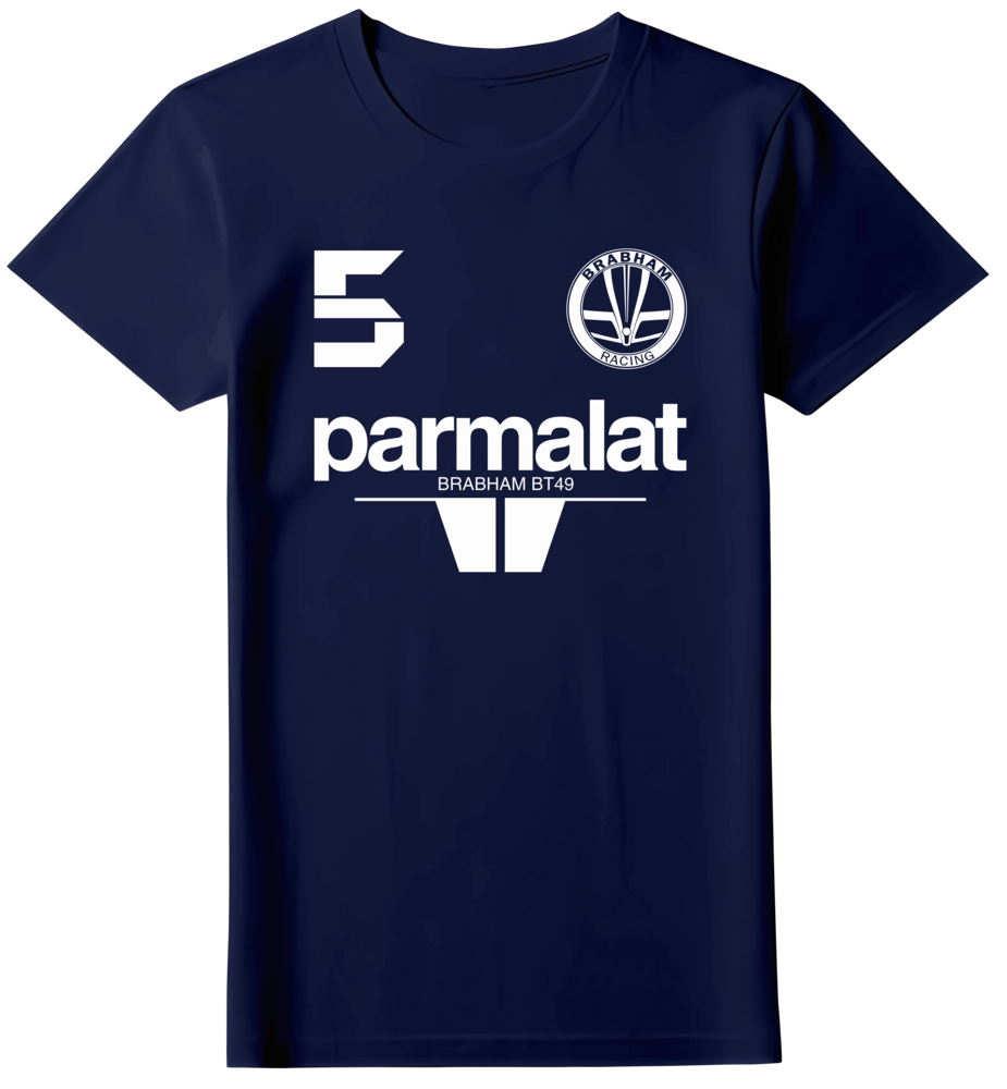 Camiseta Nelson Piquet 5 Bicampeão mundial 1983 Brabham BMW BT49 Parmalat Feminina