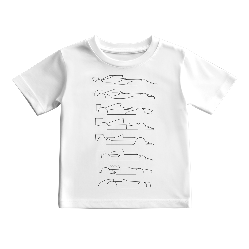 Camiseta Camiseta Evolução dos Carros Fórmula 1 KIDS