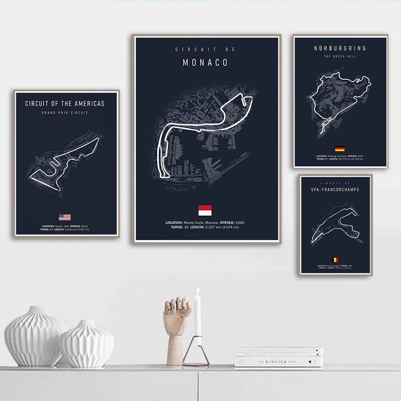 Quadros Decorativos de Parede de Circuitos Formula 1 Temporada 2023