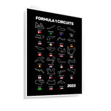 Quadro Decorativo Circuitos Formula 1 Temporada 2023 Preto - Com Moldura